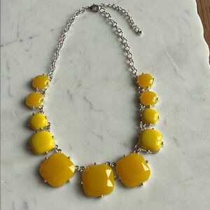 Vintage Elegant Yellow Necklace with Silver Chain